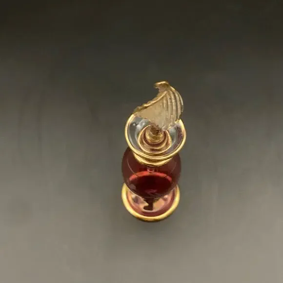 Vintage Egyptian Hand Blown Miniature Glass Empty Bottle Gold Trim Etched - Picture 5 of 14